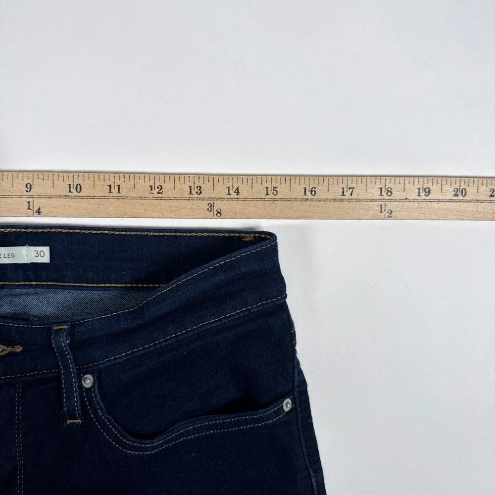 Levis Jeans Womens 30 Blue 318 Shaping Wide Leg Dark Wash High Rise Denim Retro - Picture 4 of 11